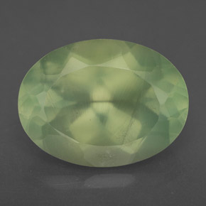 9.24 ct Green Prehnite Gemstone, Prehnite Gem in Oval Facet Shape for Sale.