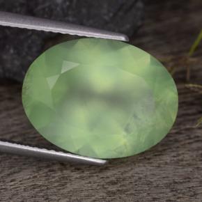 8.65 ct Green Prehnite Stone, Natural Prehnite in Oval Facet Shape for Sale