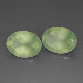 17.38 ct Green Prehnite Stone, Natural Prehnite in Oval Facet Shape for Sale