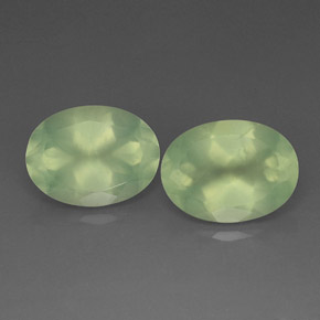 18.20 ct Green Prehnite Gemstone, Prehnite Gem in Oval Facet Shape for Sale.