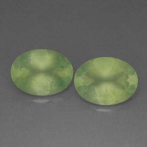 17.29 ct Green Prehnite Gemstone, Prehnite Gem in Oval Facet Shape for Sale.