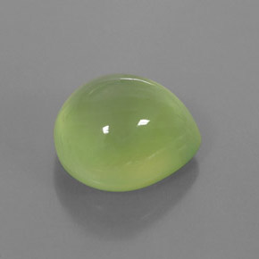 6.81 ct Green Prehnite Gemstone, Prehnite Gem in Pear Cabochon Shape for Sale.