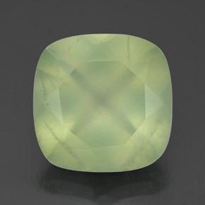 6.41 ct Green Prehnite Gemstone, Prehnite Gem in Cushion-Cut Shape for Sale.
