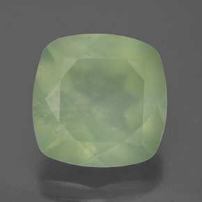 7.04 ct Green Prehnite Gemstone, Prehnite Gem in Cushion-Cut Shape for Sale.