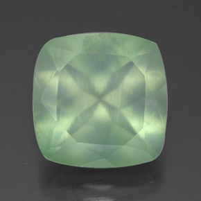 6.90 ct Green Prehnite Gemstone, Prehnite Gem in Cushion-Cut Shape for Sale.