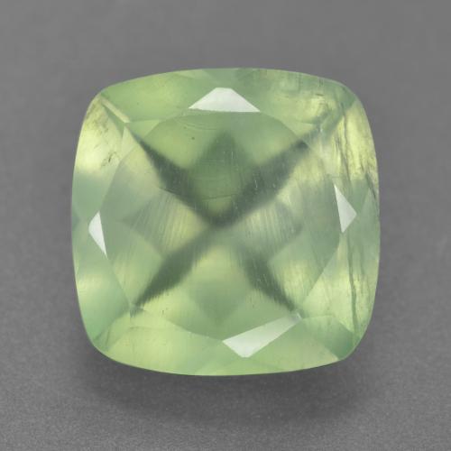 6.68 ct Green Prehnite Gemstone, Prehnite Gem in Cushion-Cut Shape for Sale.
