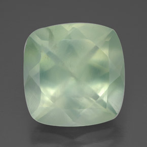 6.85 ct Green Prehnite Gemstone, Prehnite Gem in Cushion-Cut Shape for Sale.