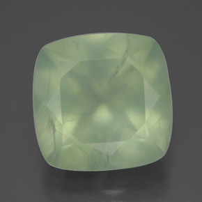 7.24 ct Green Prehnite Gemstone, Prehnite Gem in Cushion-Cut Shape for Sale.