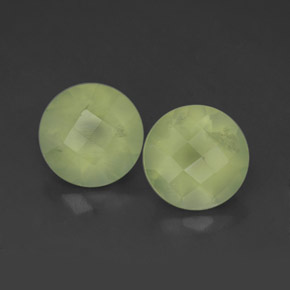 3.78 ctw Green Prehnite Gemstones, Prehnite Gems in Round Checkerboard Shape for Sale.
