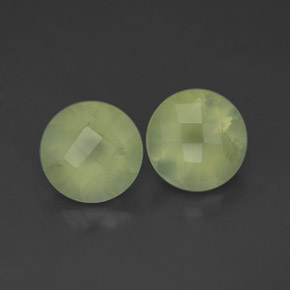 3.78 ctw Green Prehnite Stones, Natural Prehnite in Round Checkerboard Shape for Sale