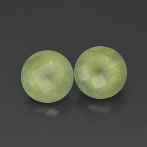 4.11 ct Green Prehnite Stone, Natural Prehnite in Round Checkerboard Shape for Sale