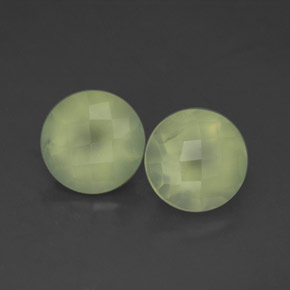 3.98 ctw Green Prehnite Gemstones, Prehnite Gems in Round Checkerboard Shape for Sale.