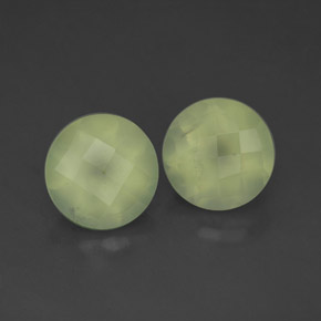 3.98 ctw Green Prehnite Stones, Natural Prehnite in Round Checkerboard Shape for Sale