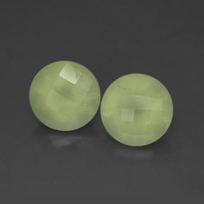 Yellow Green Prehnite Gema - 1.9ct Tablero de Ajedrez Redondo (ID: 305193)