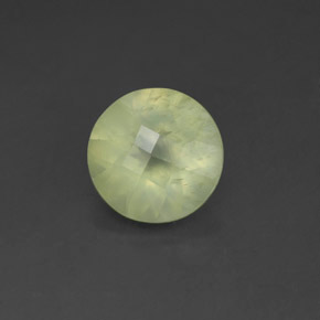 1.71 ct Green Prehnite Gemstone, Prehnite Gem in Round Checkerboard Shape for Sale.