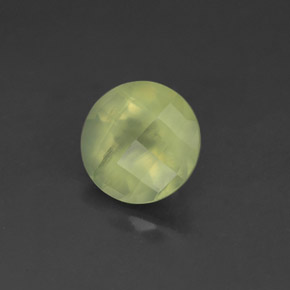1.83 ct Green Prehnite Stone, Natural Prehnite in Round Checkerboard Shape for Sale