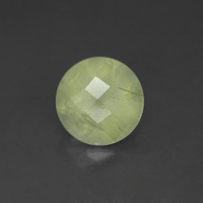 1.93 ct Green Prehnite Gemstone, Prehnite Gem in Round Checkerboard Shape for Sale.