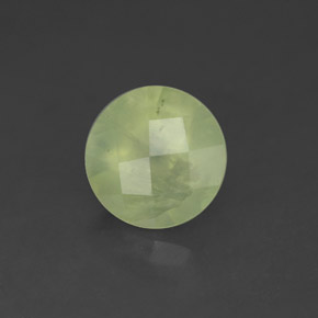 1.97 ct Green Prehnite Gemstone, Prehnite Gem in Round Checkerboard Shape for Sale.