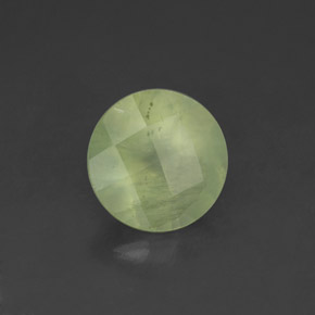 1.97 ct Green Prehnite Stone, Natural Prehnite in Round Checkerboard Shape for Sale