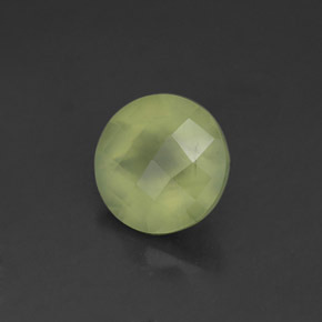 1.94 ct Green Prehnite Stone, Natural Prehnite in Round Checkerboard Shape for Sale