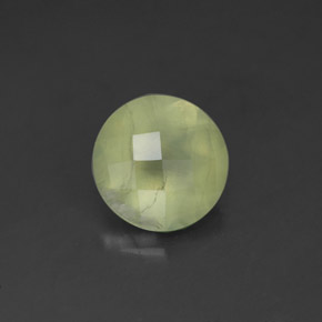 1.71 ct Green Prehnite Stone, Natural Prehnite in Round Checkerboard Shape for Sale