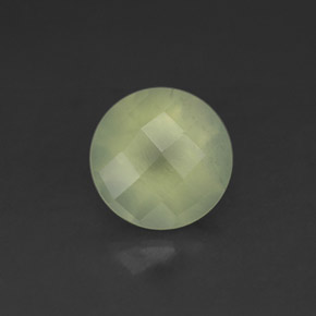 2.08 ct Green Prehnite Stone, Natural Prehnite in Round Checkerboard Shape for Sale