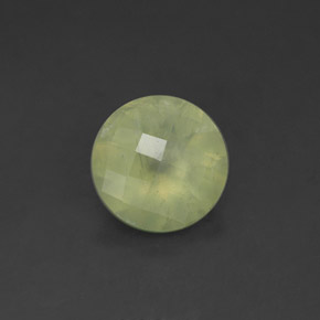 1.70 ct Green Prehnite Gemstone, Prehnite Gem in Round Checkerboard Shape for Sale.