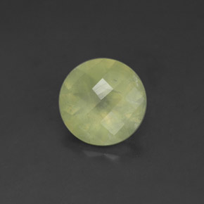 1.70 ct Green Prehnite Stone, Natural Prehnite in Round Checkerboard Shape for Sale