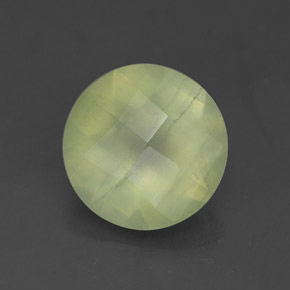 1.67 ct Green Prehnite Stone, Natural Prehnite in Round Checkerboard Shape for Sale