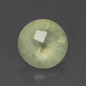 1.91 ct Green Prehnite Gemstone, Prehnite Gem in Round Checkerboard Shape for Sale.