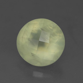 1.91 ct Green Prehnite Stone, Natural Prehnite in Round Checkerboard Shape for Sale