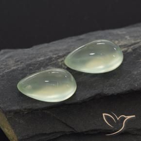 5.44 ctw Green Prehnite Stones, Natural Prehnite in Pear Cabochon Shape for Sale