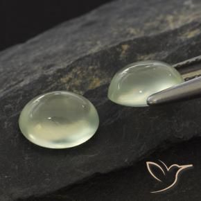 Prehnite Gemstones in 6.8 x 5.6 mm Size for Sale, Prehnite Stones in Olive Green  Color