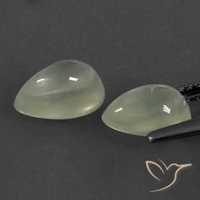 Prehnite Gemstones in 8.2 x 5.6 mm Size for Sale, Prehnite Stones in Grayish Green Color