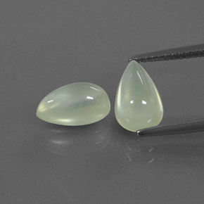 3.85 ct Green Prehnite Gemstone, Prehnite Gem in Pear Cabochon Shape for Sale.