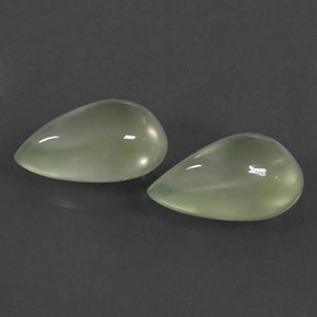 4.16 ct Green Prehnite Gemstone, Prehnite Gem in Pear Cabochon Shape for Sale.