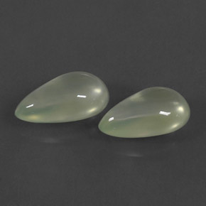 4.92 ct Green Prehnite Gemstone, Prehnite Gem in Pear Cabochon Shape for Sale.