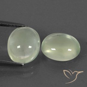 5.26 ctw Green Prehnite Stones, Natural Prehnite in Oval Cabochon Shape for Sale