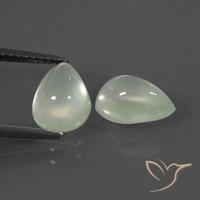 3.71 ctw Green Prehnite Stones, Natural Prehnite in Pear Cabochon Shape for Sale