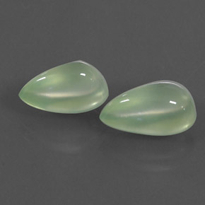 5.73 ct Green Prehnite Gemstone, Prehnite Gem in Pear Cabochon Shape for Sale.