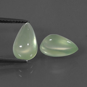 5.73 ct Green Prehnite Stone, Natural Prehnite in Pear Cabochon Shape for Sale