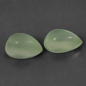 2.39 ct Green Prehnite Gemstone, Prehnite Gem in Pear Cabochon Shape for Sale.