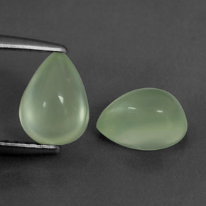 2.39 ct Green Prehnite Stone, Natural Prehnite in Pear Cabochon Shape for Sale