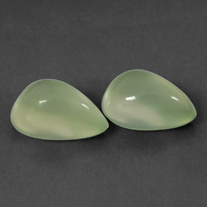 4.69 ct Green Prehnite Gemstone, Prehnite Gem in Pear Cabochon Shape for Sale.