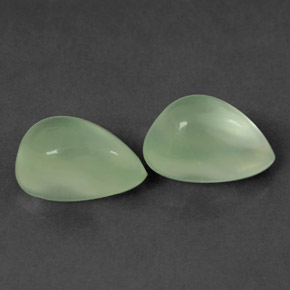 3.55 ct Green Prehnite Gemstone, Prehnite Gem in Pear Cabochon Shape for Sale.