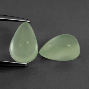 3.55 ct Green Prehnite Stone, Natural Prehnite in Pear Cabochon Shape for Sale