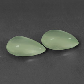 4.59 ct Green Prehnite Gemstone, Prehnite Gem in Pear Cabochon Shape for Sale.