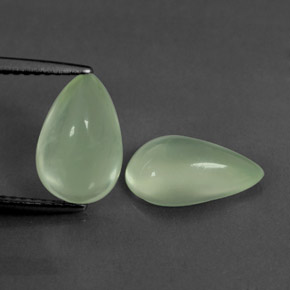 4.59 ct Green Prehnite Stone, Natural Prehnite in Pear Cabochon Shape for Sale