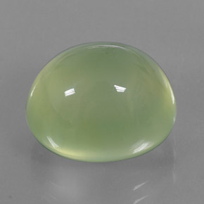 13.26 ct Green Prehnite Gemstone, Prehnite Gem in Oval Cabochon Shape for Sale.