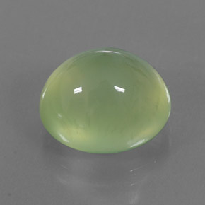 8.51 ct Green Prehnite Gemstone, Prehnite Gem in Oval Cabochon Shape for Sale.